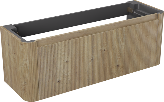 Storke Soft zwevende wastafelonderkast 140 x 46 cm Ruwe eik 2 lades vert. sym. Groef