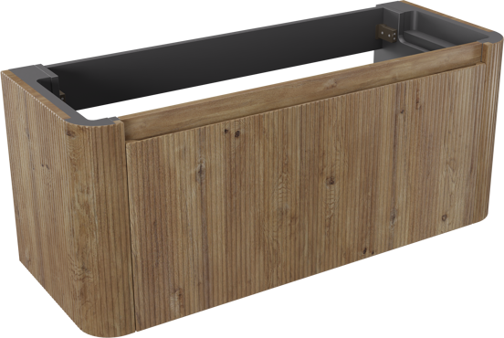 Storke Soft zwevende wastafelonderkast 120 x 46 cm Ruwe eiken 2 lades vert. sym. Groef