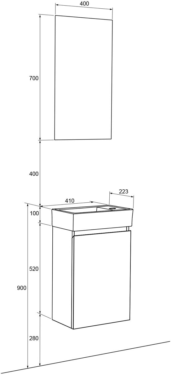 Linie Lado toiletmeubelset natuur eik met wastafel keramiek 40x22cm