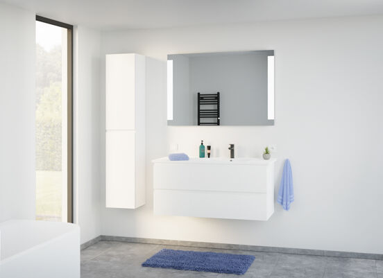 Linie Lado meuble sous-vasque suspendu 40 x 46 cm blanc mat 2 tiroirs