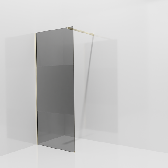 Balmani Modular Walk-In Dusche: 90 x 200 cm, Rauchglas mit mattiertem Streifen, Profil Brushed Champagne Gold