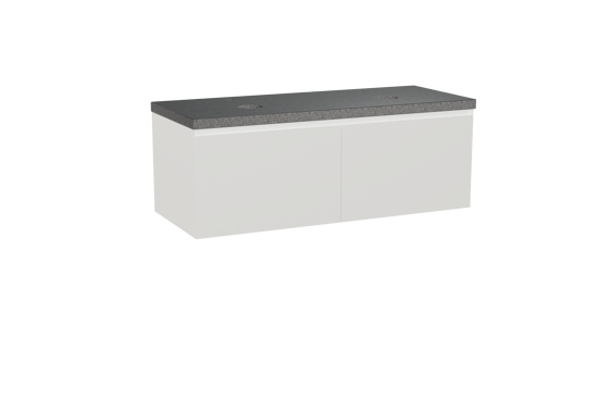 Balmani Idra meuble salle de bains suspendu 135 x 55 cm blanc mat avec Rock tablette double en granit noir