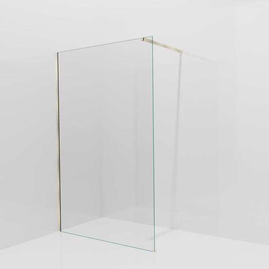 Balmani Modular Walk-In Dusche: 130 x 200 cm, Klarglas, inklusive Coating, Profil Brushed Champagne Gold