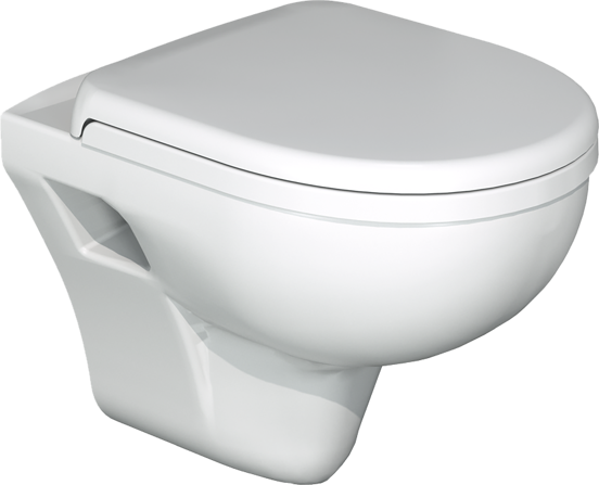 Linie Enzo Hänge WC: Weiß glänzend, offener Spülrand, inkl. Luxus WC Sitz und Isoliermatte