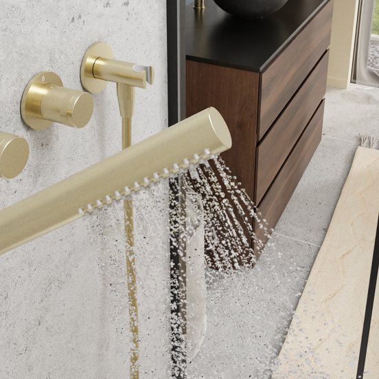 Blaufoss Pavilion Thermostat-Duscharmatur: Unterputz, Brushed Champagne Gold, Einbauelement inklusive