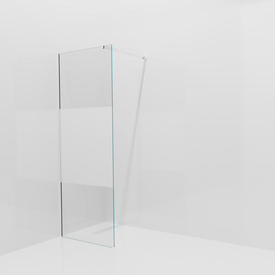 Balmani Modular inloopdouche: 80 x 200 cm, Helder glas met matte strook met coating, Glanzend chroom profielen