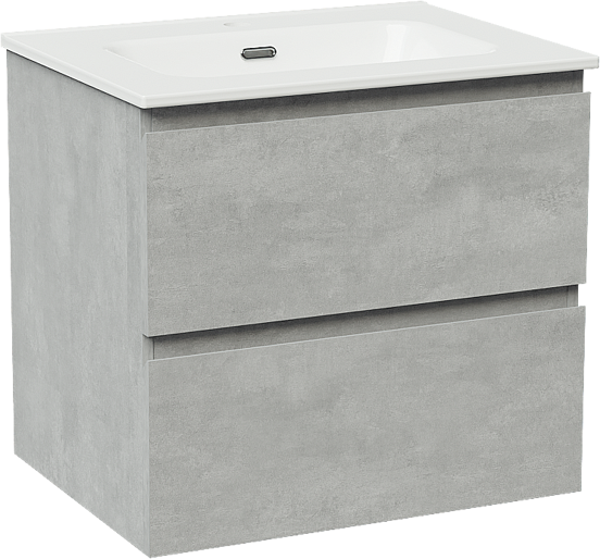 Linie Lado zwevend badkamermeubel 60 x 46 cm beton donkergrijs met Baro enkele wastafel in porselein glanzend wit