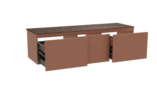Balmani Sfera zwevend badkamermeubel 180 x 55 cm cotto met Stretto enkel of dubbel tablet in marmer dark emperador