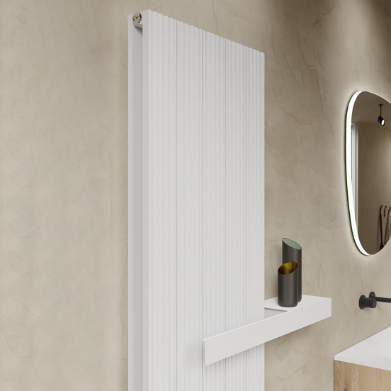 Vipera Mares dubbele handdoekradiator 37,5 x 180 cm centrale verwarming mat wit zij- en middenaansluiting 1477W