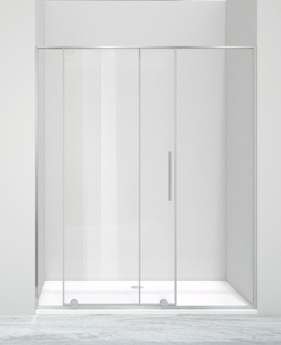Luca Varess Morano porte coulissante 160 x 190 cm verre transparent profil chrome brillant
