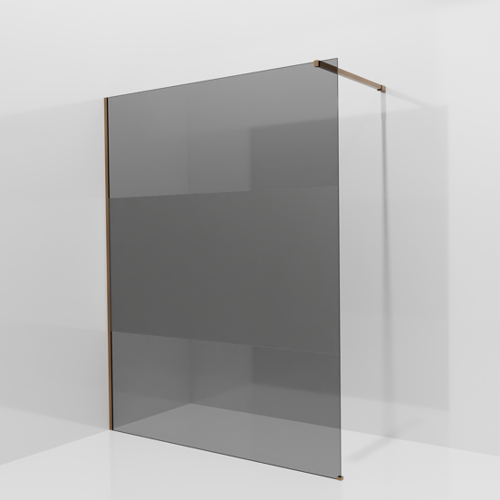 Balmani Modular inloopdouche: 160 x 200 cm, Rookglas met matte strook met coating, Brushed Rosegold profielen