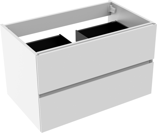 Storke Edge meuble sous-vasque suspendu 85 x 52 cm blanc brillant 2 tiroirs