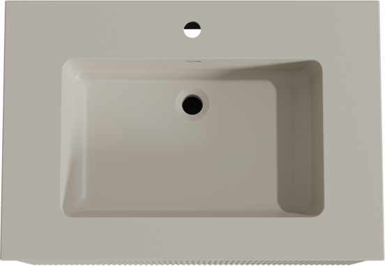 Storke Ribs zwevend badkamermeubel 75 x 52 cm zijdegrijs met Diva enkele wastafel in top solid zijdegrijs, Verticale symmetrische rechte ribbel