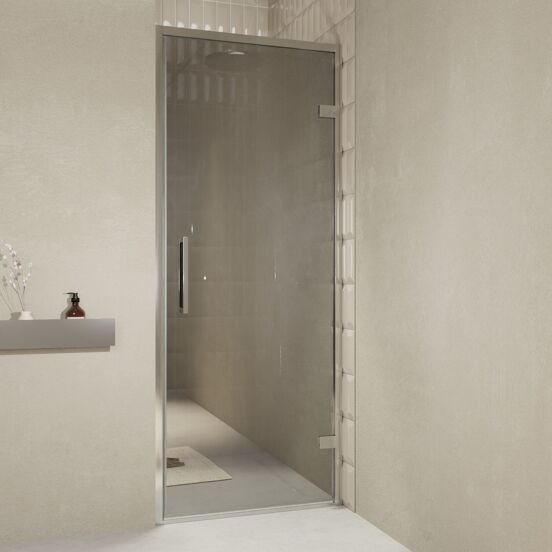 Balmani Senses Design porte pivotante à droite 90 cm x 210 cm verre Miroir Reflex, Profil chrome, coating inclus
