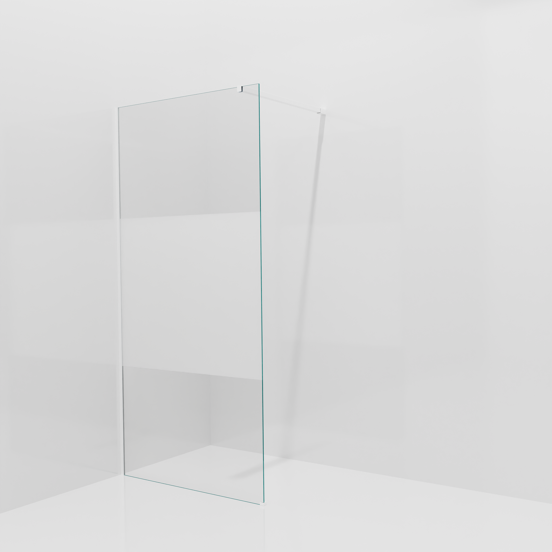 Balmani Modular douche à l'italienne: 100 x 200 cm, Verre transparent avec bande matte, avec coating, Profil Blanc mat