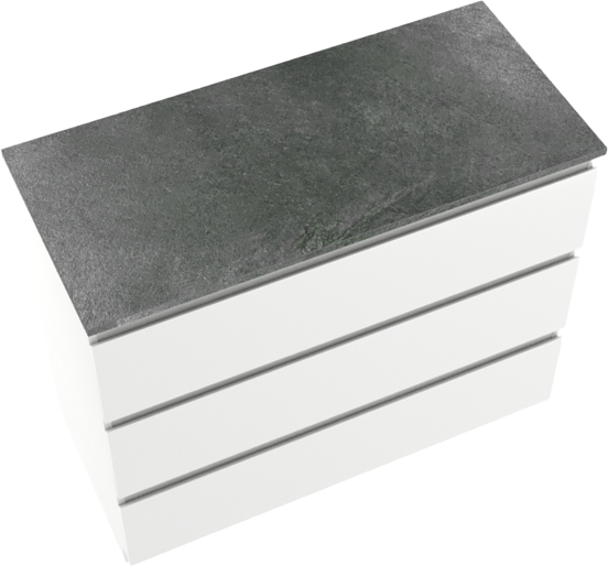 Linie Lado meuble salle de bains à poser 100 x 46 cm blanc brillant avec Lado tablette simple ou double en mélaminé ardoise gris