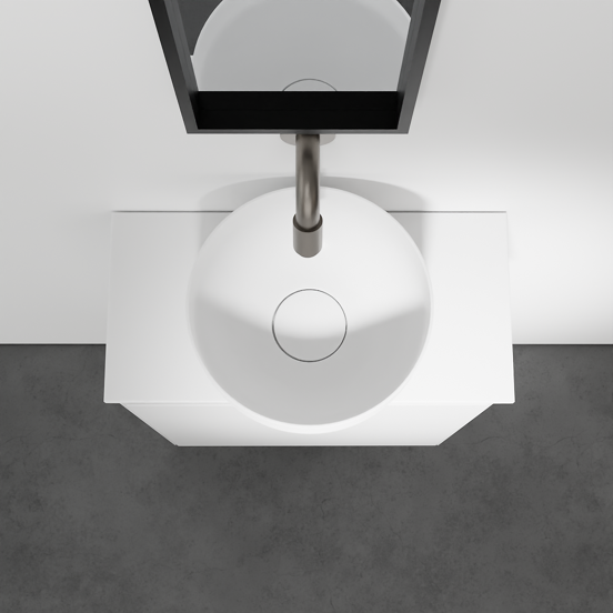 Balmani Mitra meuble wc suspendu 42 x 21 cm blanc mat avec Facetta tablette et Bowl vaque à poser en Solid Surface mat
