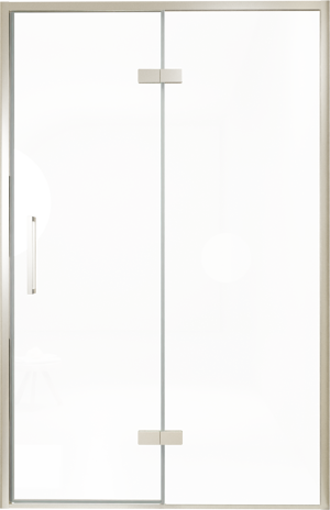 Balmani Senses Design porte pivotante à droite 140 cm x 210 cm verre transparent, Profil Brushed CoolMetal