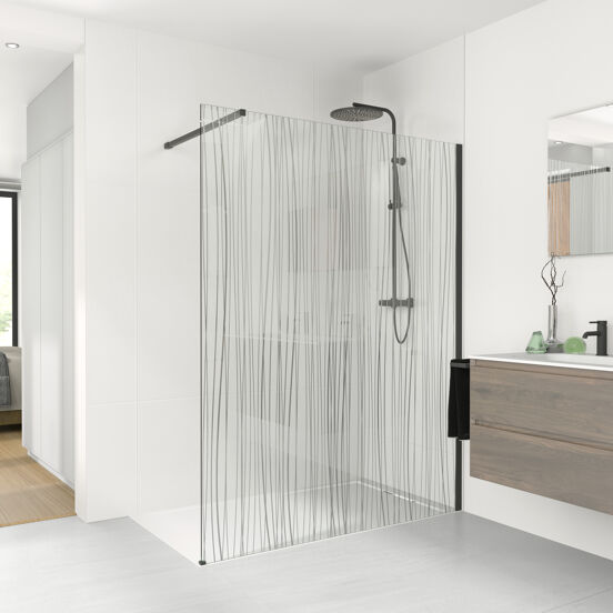 Balmani Modular douche à l'italienne 180 x 200 cm verre mikado profil noir mat