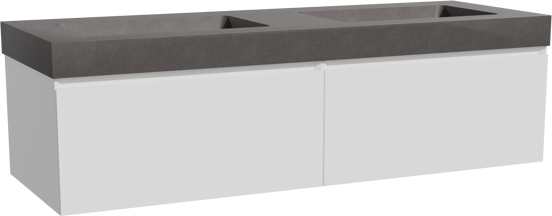 Storke Edge meuble salle de bains suspendu 150 x 52 cm blanc mat avec Scuro High double vasque en quartz noir mat