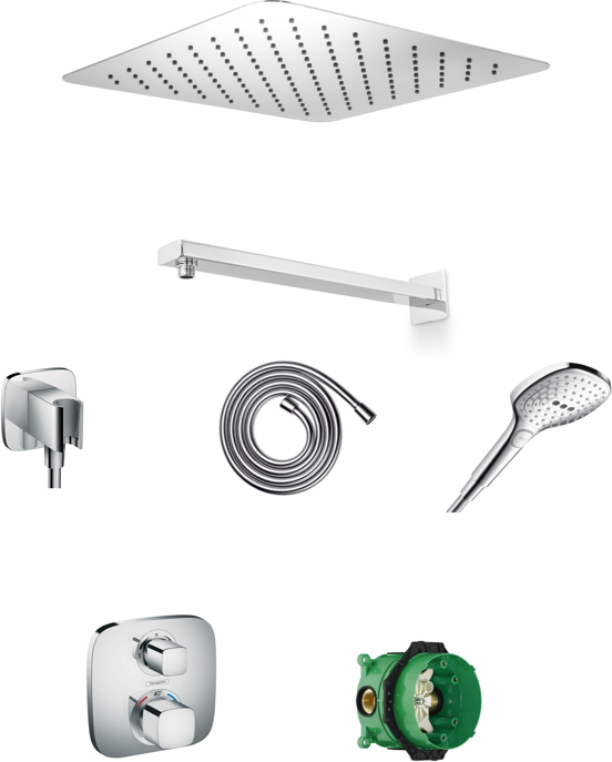 Hansgrohe Ecostat E colonne de douche encastrée robinet thermostatique avec douche de tête carrée 40 cm chrome brillant