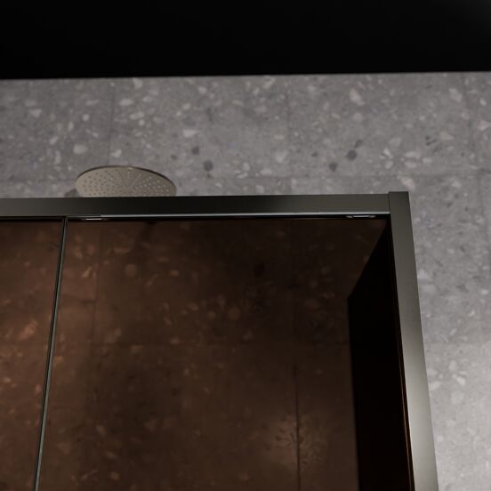Balmani Senses Design douchehoek met linkse schuifdeur en vaste zijwand, 120 x 100 cm, Brons, Brushed GunMetal profielen