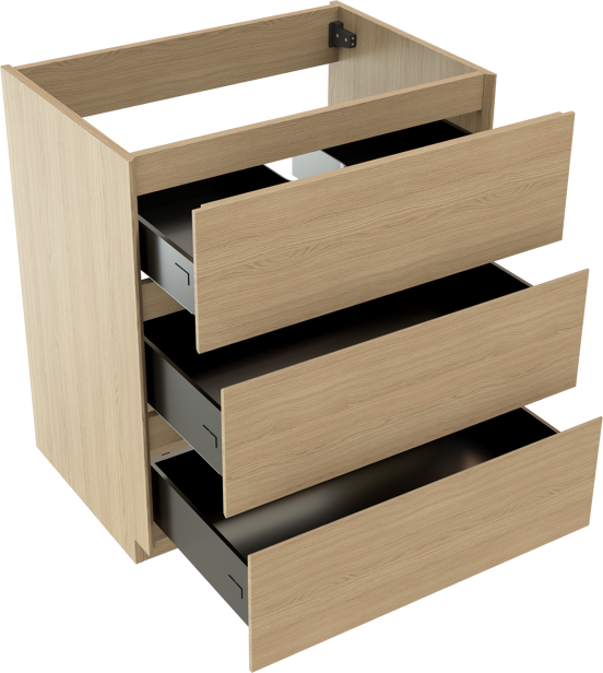 Storke Edge staande wastafelonderkast 75 x 52 cm natuur eik 3 lades