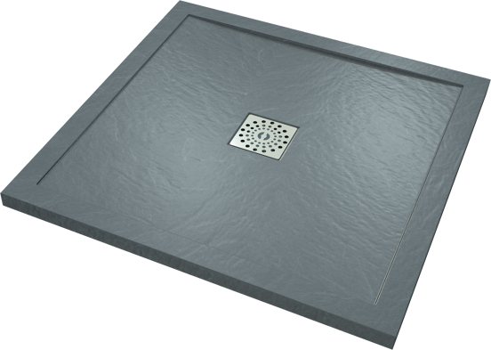 Linie Lido receveur de douche 90 x 90 cm marbre composite gris foncé texture ardoise