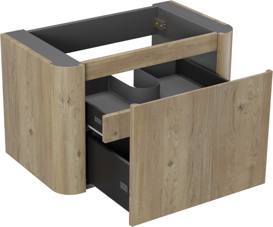 Storke Soft  hängendes möbelstück Waschtischunterschränke 80 x 46 cm Eiche rau 2 Schubladen