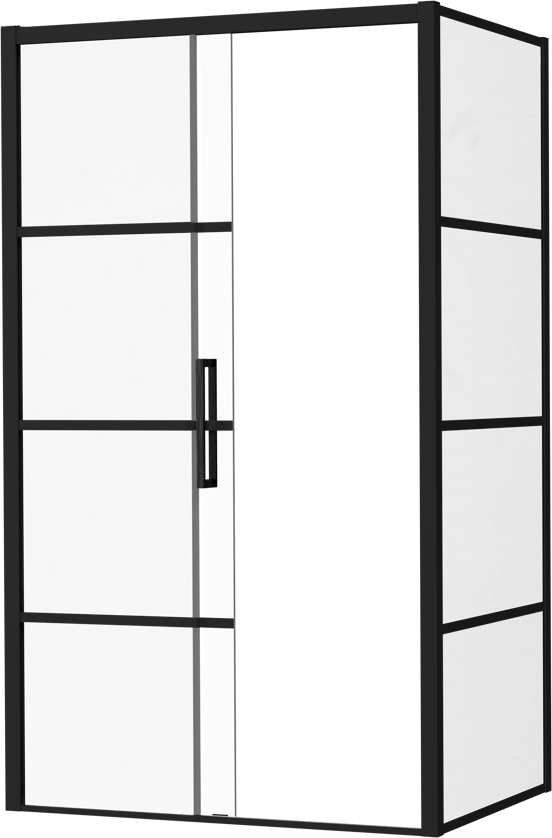 Luca Varess Senses douchecabine met linkse schuifdeur en vaste zijwand 120 x 90 cm Lined glas mat zwart profiel