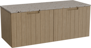 Balmani Adagio meuble salle de bains suspendu 135 x 55 cm chêne vieilli avec Stretto tablette simple ou double en terrazzo greige terrazzo