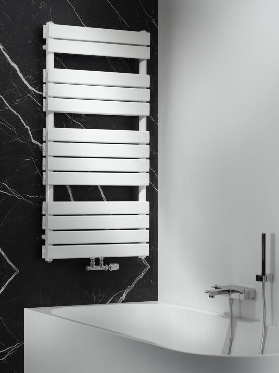 Vipera Vulcan dubbele handdoekradiator 60 x 123 cm elektrische verwarming hoogglans wit zij- en middenaansluiting 1.256W, weerstand inbegrepen