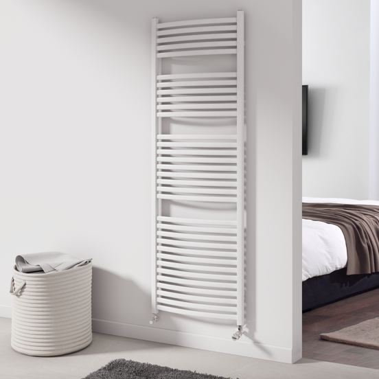 Vipera Kanza Rx enkele handdoekradiator 60 x 180 cm centrale verwarming hoogglans wit zijaansluiting 926W