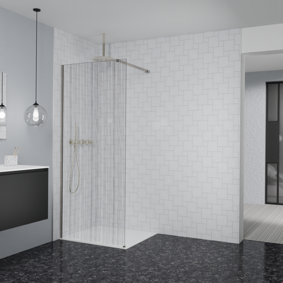 Balmani Modular inloopdouche: 90 x 200 cm, Mikado met coating, Brushed CoolMetal profielen