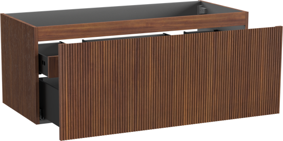 Storke Ribs meuble sous-lavabo suspendu 120 x 52 cm noyer 2 tiroirs