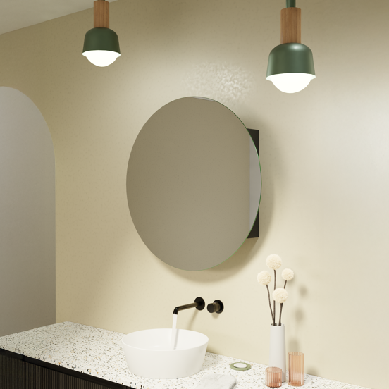Storke rond armoire de toilette 75 x 75 cm noir mat