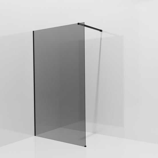 Balmani Modular Walk-In Dusche: 120 x 200 cm, Rauchglas, inklusive Coating, Profil Schwarz matt
