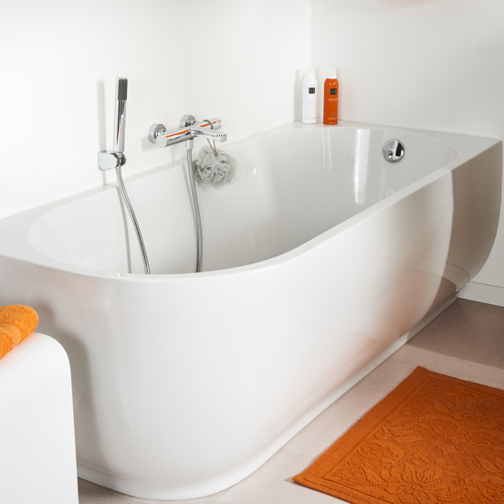 Linie Paulo 1-Personen-Eckbadewanne: rechts, 170 x 75 cm, Acryl, Weiß glänzend