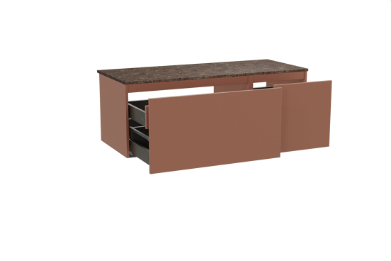 Balmani Sfera meuble salle de bains suspendu 135 x 55 cm cotto avec Stretto tablette simple ou double en marbre dark emperador