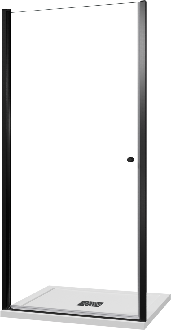 Luca Varess Kuresa porte pivotante 100 x 200 cm verre transparent profil noir mat