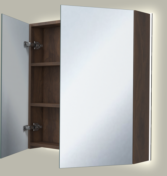 Storke Reflecta armoire de toilette lumineuse 75 x 75 cm noyer