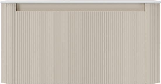 Storke Soft meuble salle de bains suspendu 100 x 46 cm Sand mat avec Tavola Soft tablette simple en Solid Surface blanc mat, Nervure droite symétrique verticale