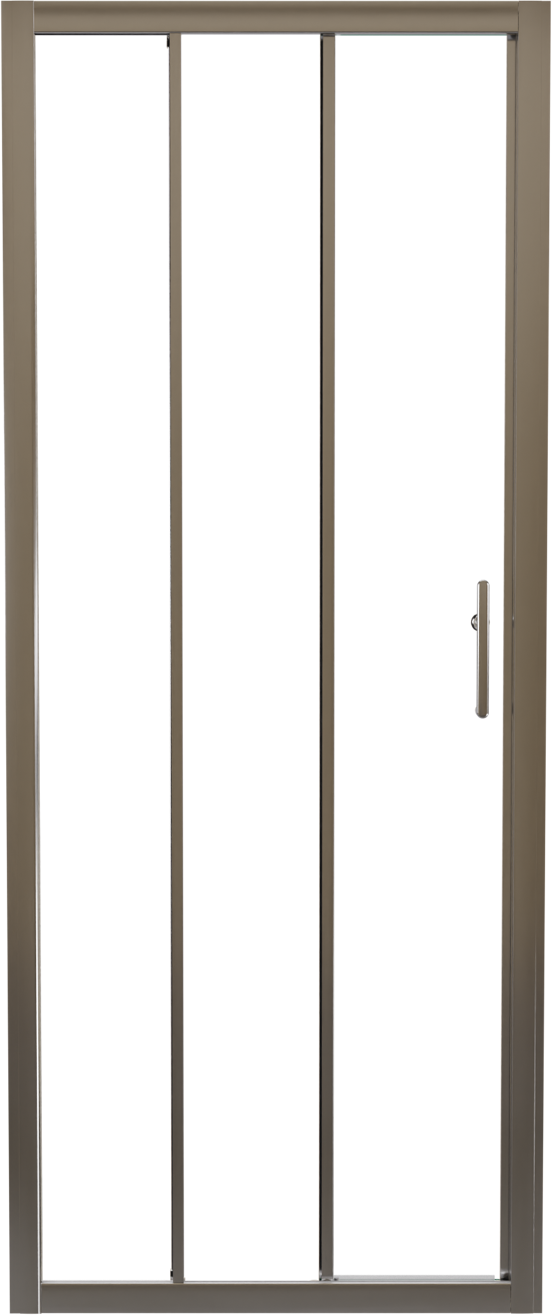 Linie Cadiz dreiteilige Dusche Schiebetür 80 cm x 190 cm Klarglas gebürstet Chrom Profil