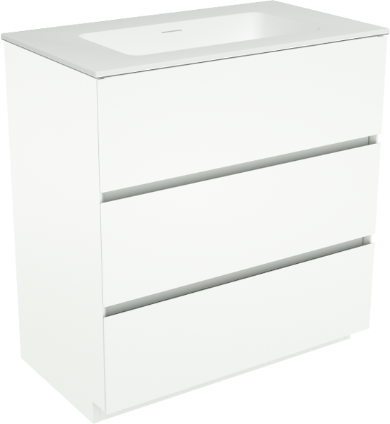 Storke Edge meuble salle de bains à poser 80 x 46 cm blanc mat avec Mata plan simple en solid surface blanc mat