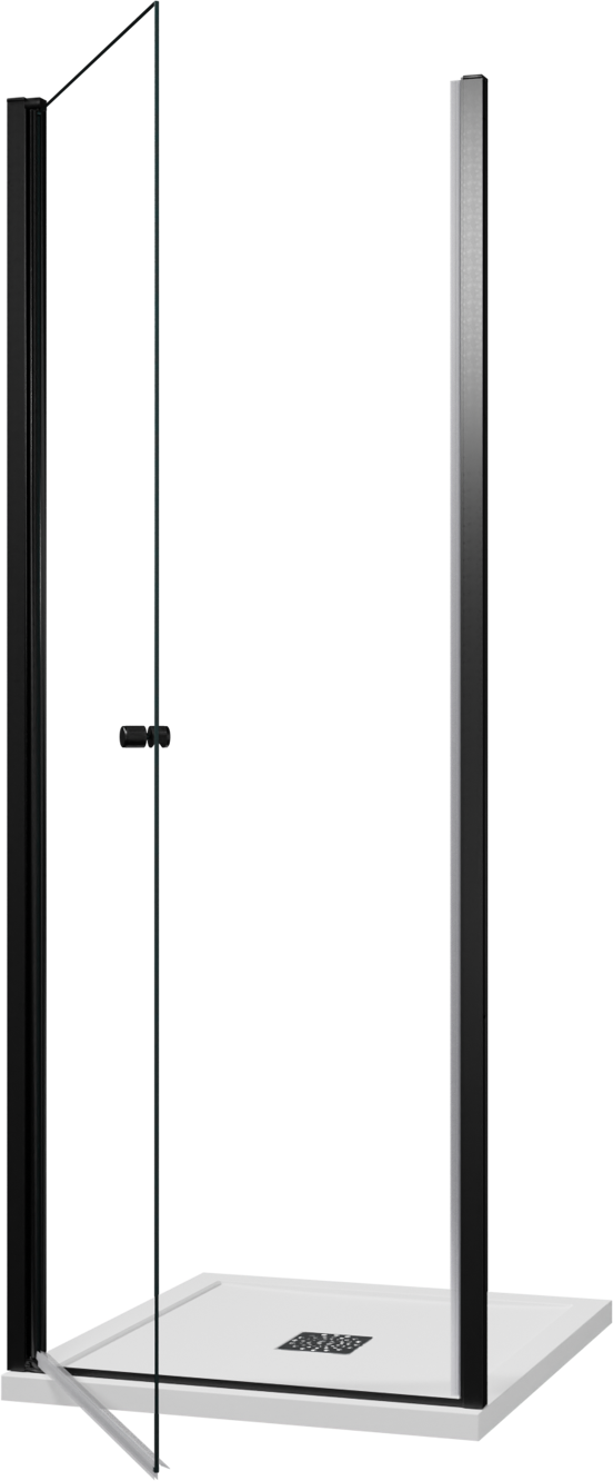 Luca Varess Kuresa porte pivotante 80 x 200 cm verre transparent profil noir mat