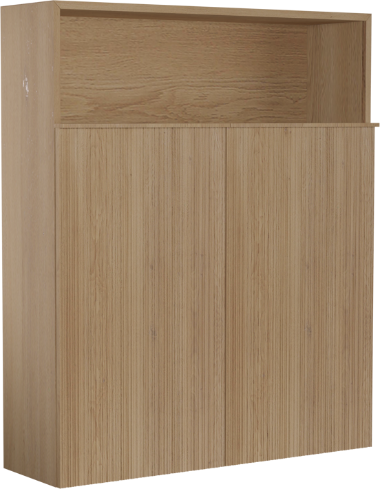 Balmani Forma Badhochschrank: Hängend, asymmetrische Rippen, Eiche Natur, 100 x 30 x 120 cm