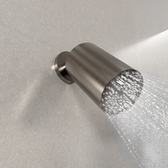 Blaufoss Luxor 90 Tête de douche rond 14 x 9 cm avec support mural Brushed GunMetal
