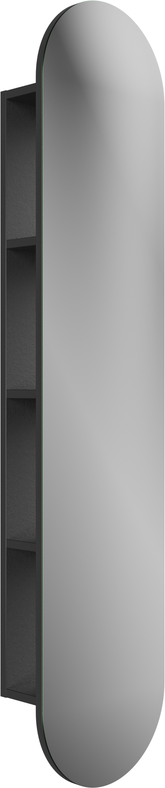 Storke colonne salle de bains suspendue ouverte avec miroir noir mat 36 x 16 x 160 cm