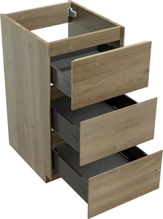 Storke Edge meuble sous-lavabo a poser 45 x 52 cm chêne brut 3 tiroirs