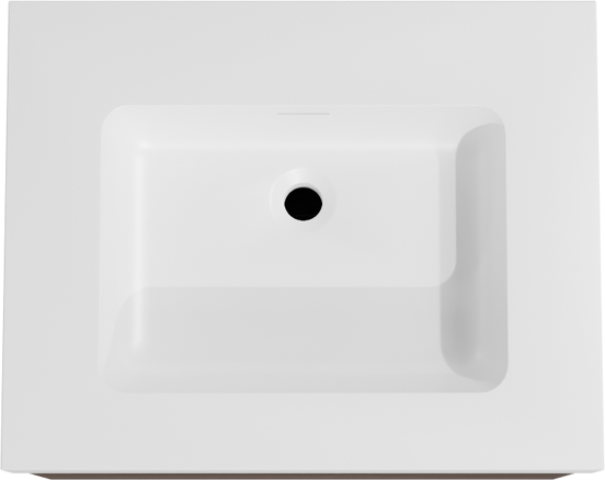 Storke Edge zwevend badkamermeubel 65 x 52 cm notelaar met Mata High enkele wastafel in solid surface mat wit